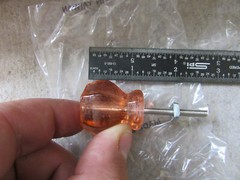 (1) 1.25″ Hexagon Hex Pink Peach Glass Cabinet Door Knob 1″
