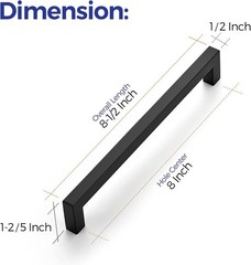 Ravinte 18 Pack 8 Inch Square Cabinet Handles – Matte Black for Kitchen Drawer