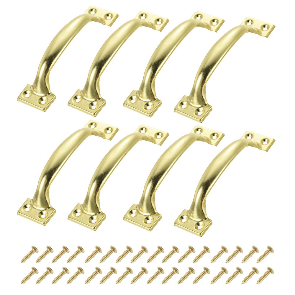 8pcs 5 Inches Gate Handle with Screw for Kitchen Closet Door Gold