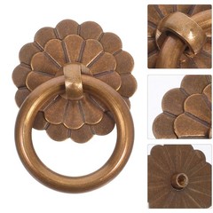 5Pcs Light Brown Brass Cabinet Door Pulls Vintage Decorative Handles Set