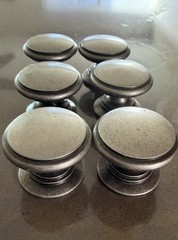 Antique Pewter Style Cabinet Knob Aged Silver Round Kitchen Drawer Door Pull