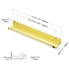 Gold Cabinet Handle 10 Pack 7.8 Inch Finger Edge Pull 6.25 Hole Center Kitchen