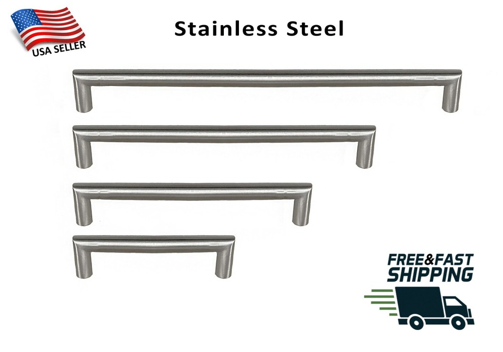 Stainless Steel Round Bar Pull Handle Kitchen Cabinet Hardware Brush Nickel