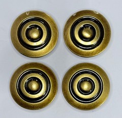 4 New Round Cabinet Knobs~Antique Brushed Brass~English Colonnade~ 1-1/2” Dia.