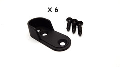 Pack of 6 ~ Screw-On Metal Oval Closet Rod End Support Mounting Bracket