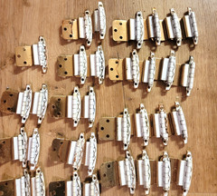 Vintage MCM Amerock Renaissance Galleon Brass White Cabinet Handle Hinge LOT 106
