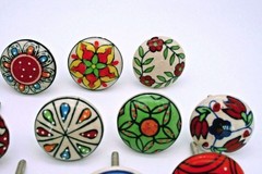 Indian Boho Handmade Seramic Door Knobs Lot of 20 Pc Cabinet Handle
