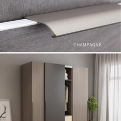 Kitchen Cabinet Door Handles Contemporary Lip Pull Pulls Drawer Black/Champagne