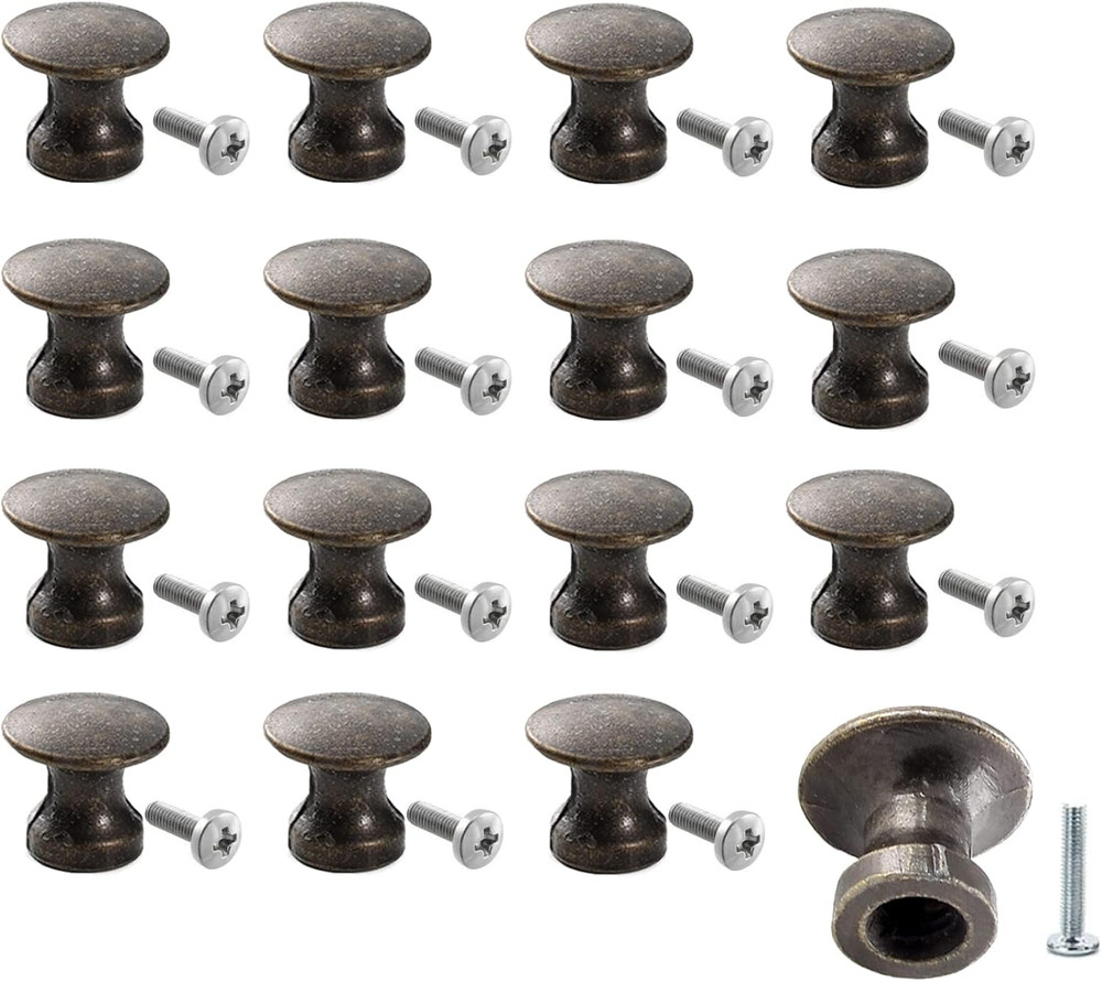 16 Pack Mini Cabinet Knobs 12mm Bronze Round Drawer Pulls Handles Jewelry Box