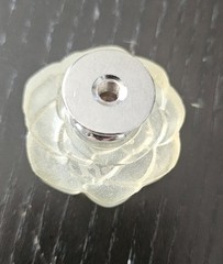 White Silver Rose Drawer Knobs Set of 6