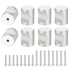 8Pcs Cylindrical Aluminum Alloy Knobs Single Hole Pull with Screw 20mm Silver