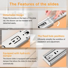 Soft Close Stainless Steel Full Extension Drawer Slides Side Mount 10 12 14 1…