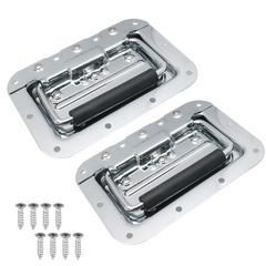 4 Pcs 6.34″ Recessed Spring Loaded Handle with Rubber Grip, Surface Mount Che…
