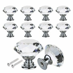 10 PCS 30mm Crystal Glass Cabinet Dresser Diamond Drawer Door Knobs Pull Handles