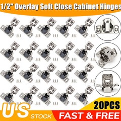 20 Pack 1/2″ Overlay Soft Close Face Frame 105° Compact Cabinet Hinges Handware