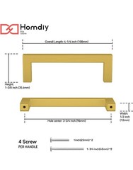 10 Pack homdiy Gold Handles for Cabinets Kitchen Cabinet Handles Brushed Brass.