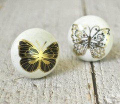 Butterfly Ceramic Door, Cabinet, Cupboard, Kitchen Knobs and Pulls,set of 6