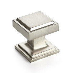 Silver Cabinet Knobs 25 Pack – Square Black Kitchen and Drawer Pulls – Brushe…