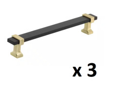 *LOT OF 3* Amerock Overton 6-5/16 in. Brushed Matte Black/Gold Cabinet Bar Pull