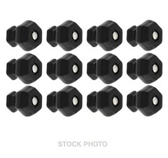 Set 12 NEW Small 1” BLACK Hexagonal GLASS Cabinet KNOBS w/ Nickel Bolts