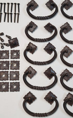 Wrought Iron 15+ Vintage Twist Drawer Drop Bail Pull Mixed Lot Baroque Rustic