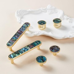 Pearl Shell Cabinet Knobs, Abalone Shell Decorative Drawer Pulls, Brushed Gol…