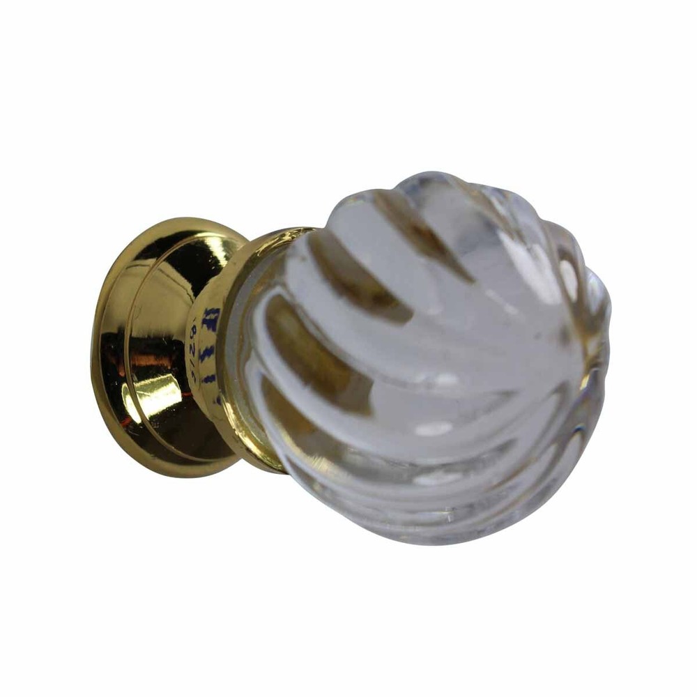 Cabinet Knob Clear Glass 1″ Dia Solid Brass with Mounting Screw Renovator Supply