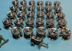 Cabinet Knobs Drawer Pulls Metal Heavy Round Bullseye Polished Finish Lot Of 30