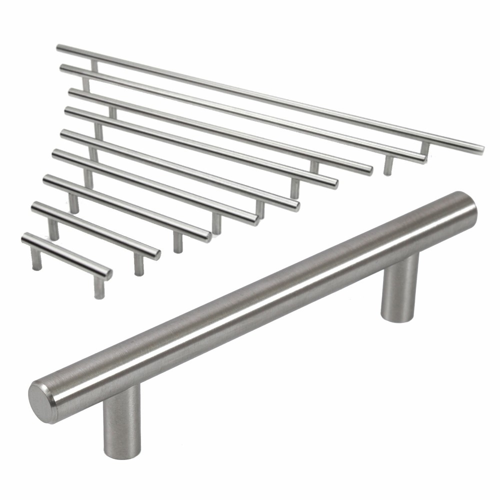 Bar Pull Cabinet Handle Brushed Nickel Solid Stainless Steel 12 mm