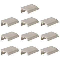 10PCS Nickel Edge Pulls, 1.97, 1.26 Hole, Curved Finger Tab Handle, Drawer