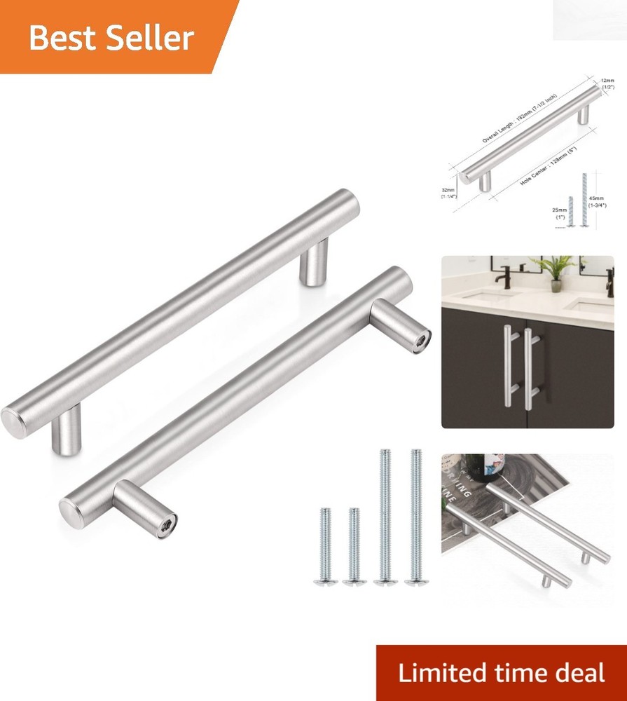 Stylish 128mm Brushed Nickel Cabinet Handles, 5 Pack – Perfect for Modern Homes