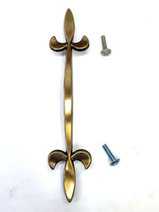 6 Pieces Vintage Ajax #943-6 Fleur-De-Lis Drawer Cabinet Pull Antique Brass