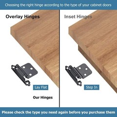 50 Pcs Cabinet Hinges Overlay Self Closing for Kitchen Cabinet Door Matte Black