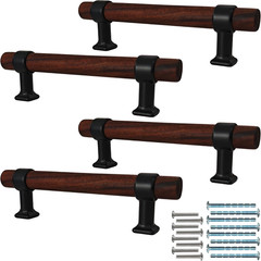 4Pcs 5.35” Walnut Wood Drawer Pulls, 96Mm/3.78″ Hole Center, Kitchen Cabinet