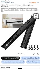 BAIDICE 16″ Full Extension Side Mount Ball Bearing Self-Closing Slides Black 5