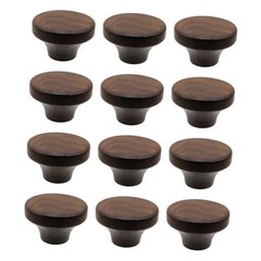12 Pcs Wood Cabinet Knobs 1.57 Inch Round Flat Walnut Wooden Drawer Dresser