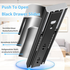Push to Open Drawer Slides 5 Pairs Full Extension 12 14 16 18 20 22 24 Inch Side