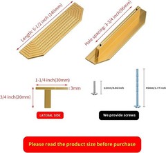 2 Geometric Cabinet Pulls Brushed Brass 96mm 3.75in Hole Spacing