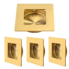 4 PCS Brushed Brass 21/8 Inch 54mm Square Recessed Sliding Door Pulls