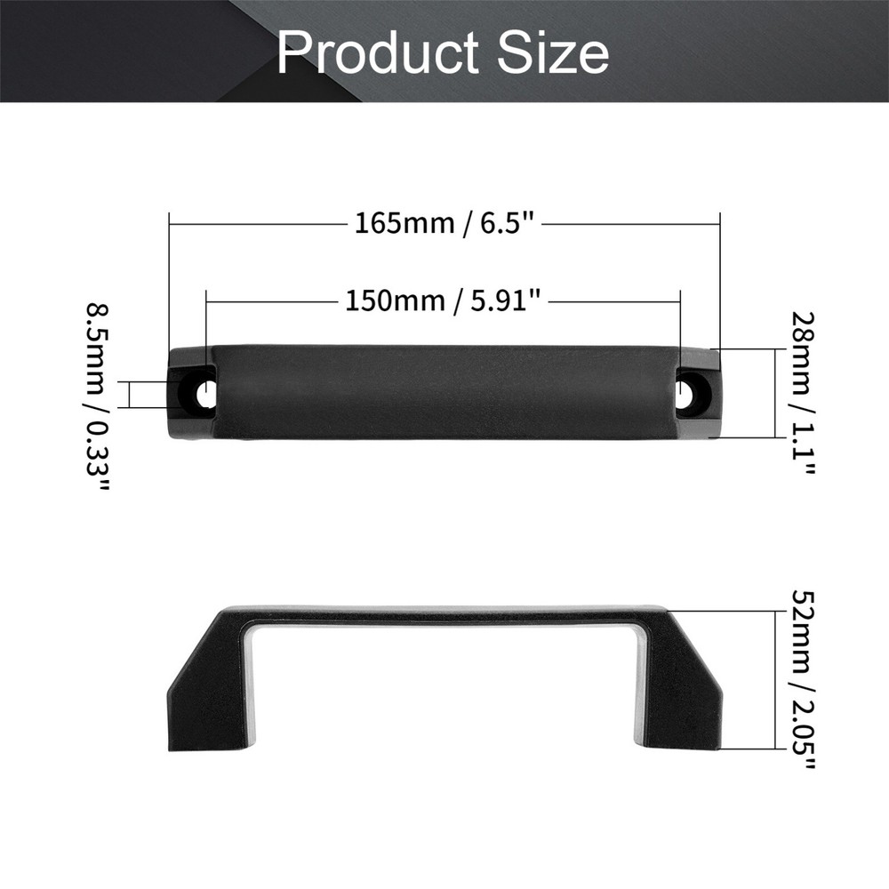 Black Plastic Handle Pulls Cabinet Drawer Cupboard Door Mounting Hole 6.5/8.5mm