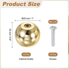 10 Pcs Cabinet Knobs, 1″ (25mm) Diameter Knob for Cupboard, Gold