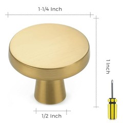 30 Rustic Kitchen Knobs – Gold Round Pulls – Solid Design for Cabinets