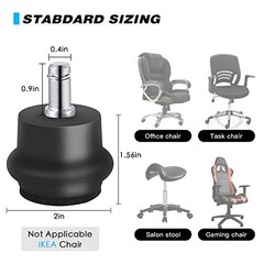 Bell Glides Replacement Office Chair or Stool Swivel Caster Wheels to BLACK