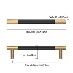 10 Pack 5 Inch(128mm) Matte Black and Champagne Bronze Cabinet Pulls Knurled Cab