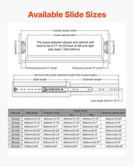 1 Pair 16-60 in Soft-Close Drawer Slides Ball Bearing Full Extension