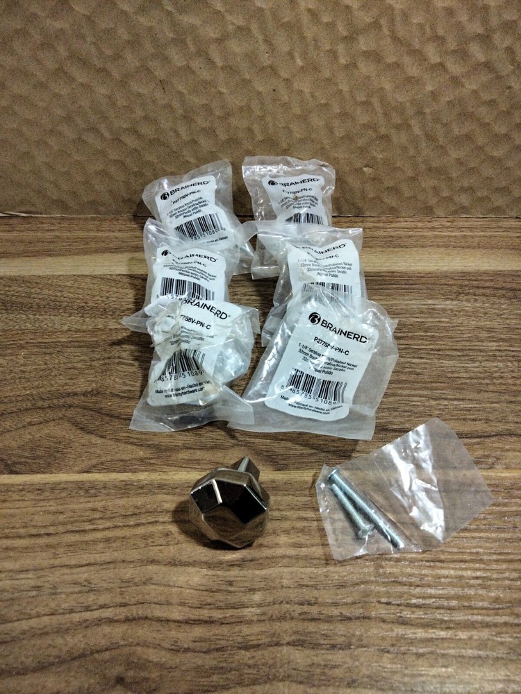 Brainerd 1-1/4″ Serafina Knob Polished Nickel 32mm P27758-PN-C Lot Of 6