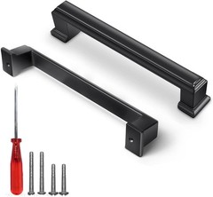 Black Cabinet Handles 5 Inch Hole to Hole – Bar Cabinet Pulls 5 Inch – 4 Pack –