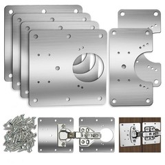 6 PCS Cabinet Hinge Repair Plate, Hinges Large & Small, Metallic color