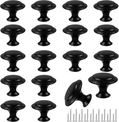 18 Pack Cabinet Knobs Pulls Black 30mm Drawer Handle Set w Screws