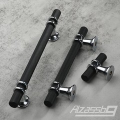 15 PCS AL6087CPMB Matte Black Silver T Bar Knurled Cabinet Knobs 2 Inch 50mm